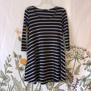 Navy and cream stripped T-shirt dress